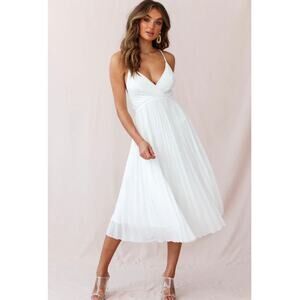 Selfie Leslie Artemis Accordion Pleat Strappy Graduation Dress White Wedding S